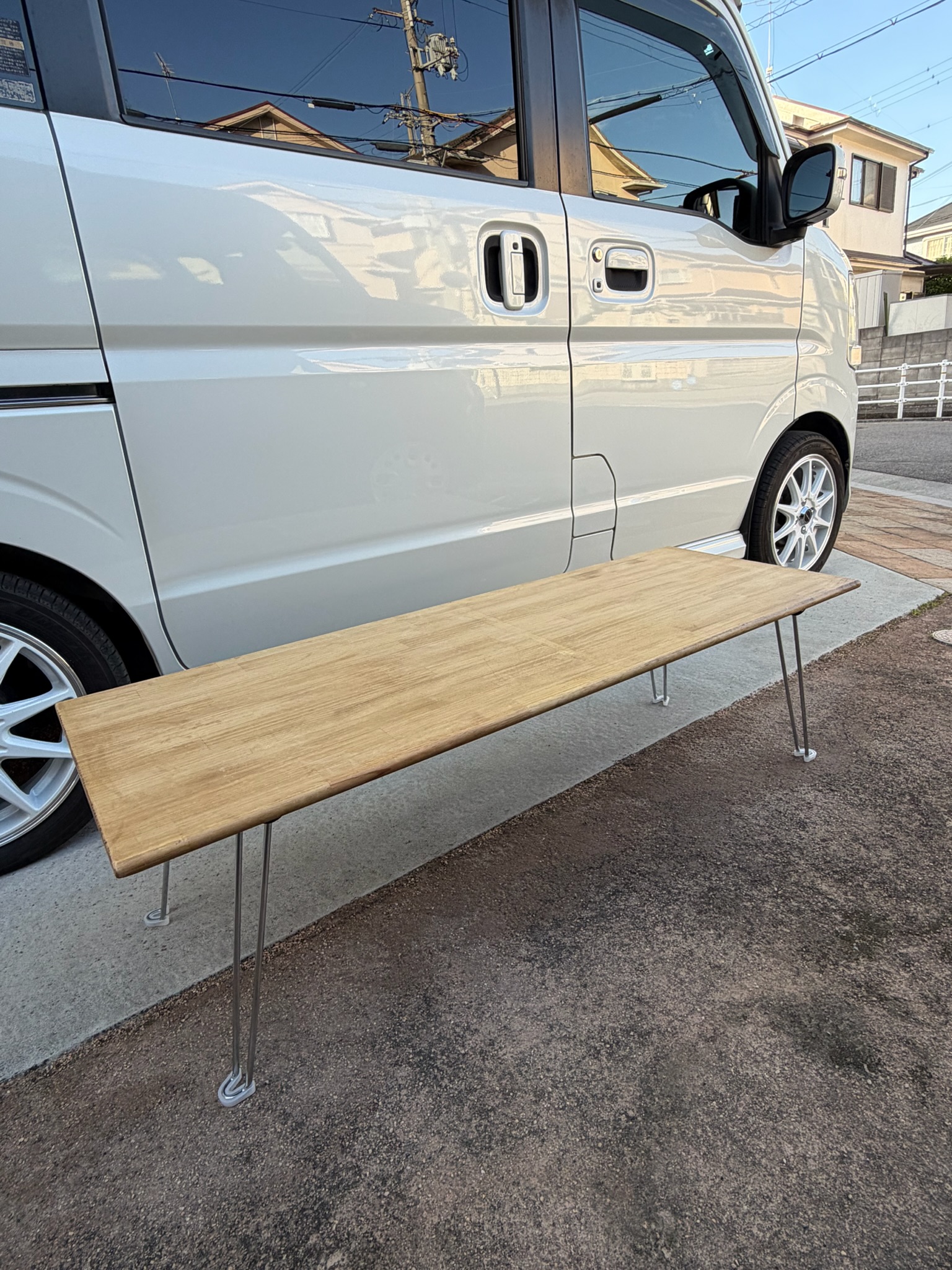 DIYラゲッジボード兼テーブル 使用中の様子