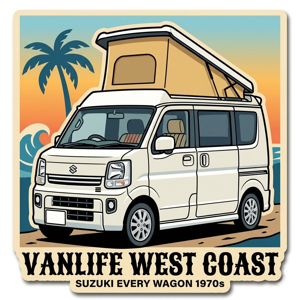 VANLIFE WEST COAST ステッカー風イラスト