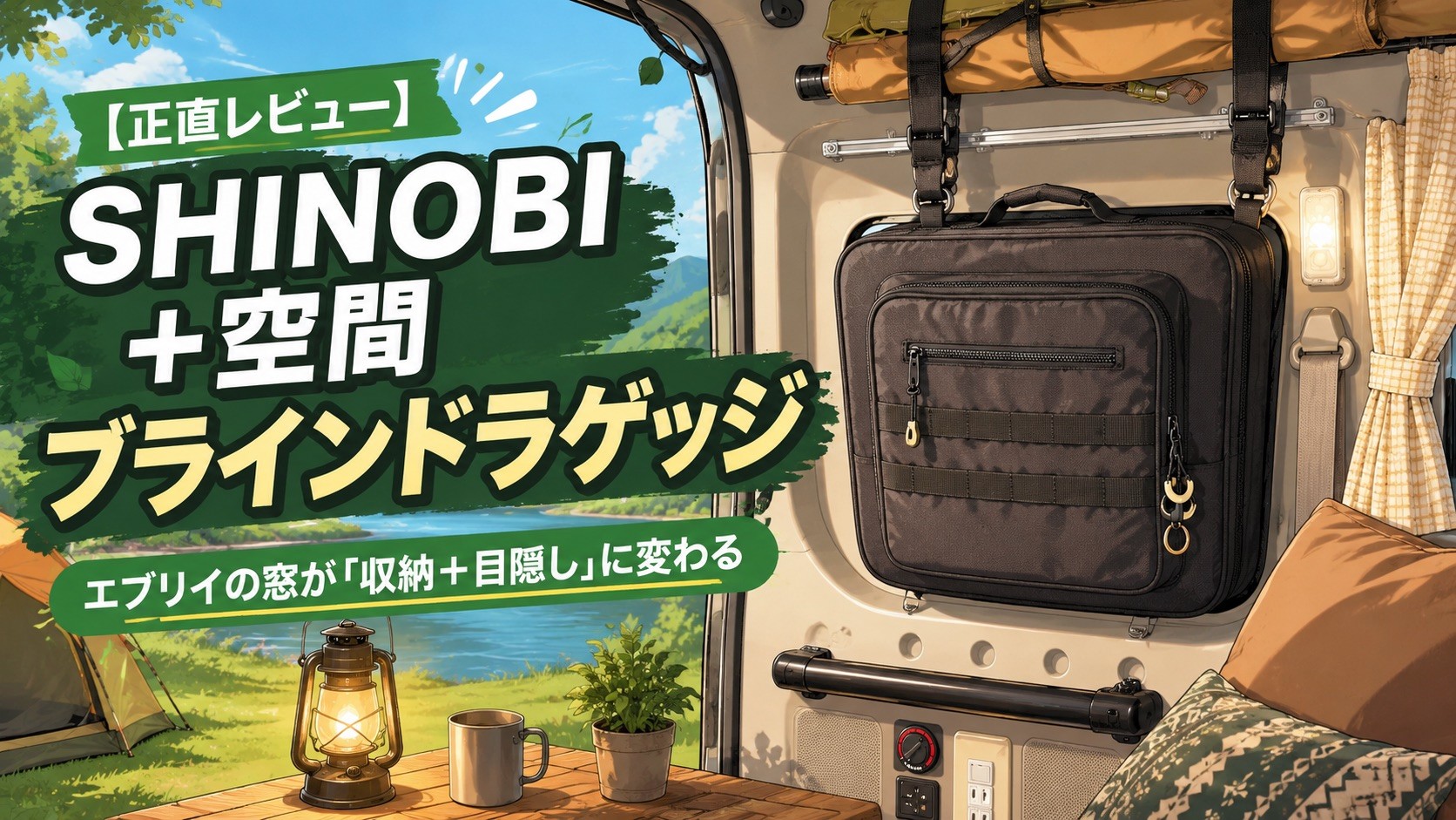 SHINOBI ＋空間 ブラインドラゲッジ｜エブリイの窓が収納＋目隠しに変わる（イメージ）