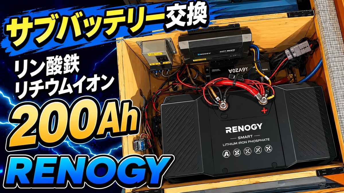 サブバッテリーをリン酸鉄リチウム200Ahに交換したエブリイワゴンの車内